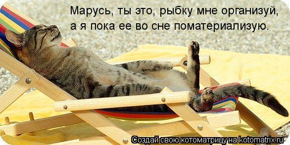 Марусь, ты это, рыбку мне организуй, а я пока ее во сне поматериализую.... Котоматрица: Марусь, ты это, рыбку мне организуй, а я пока ее во сне поматериализую.