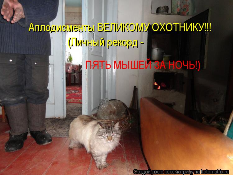 Аплодисменты ВЕЛИКОМУ ОХОТНИКУ!!! (Личный рекорд - ПЯТЬ МЫШЕЙ ЗА НОЧЬ!)... Котоматрица: Аплодисменты ВЕЛИКОМУ ОХОТНИКУ!!! (Личный рекорд - ПЯТЬ МЫШЕЙ ЗА НОЧЬ!)