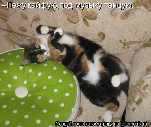 Котоматрица: --Лежу,кайфую,под музыку танцую...