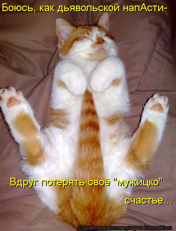 Боюсь, как дьявольской напАсти- Вдруг потерять своё "мужицко" счастье...... Котоматрица: Боюсь, как дьявольской напАсти- Вдруг потерять своё "мужицко" счастье...