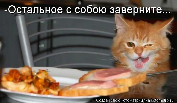 -Остальное с собою заверните...... Котоматрица: -Остальное с собою заверните...