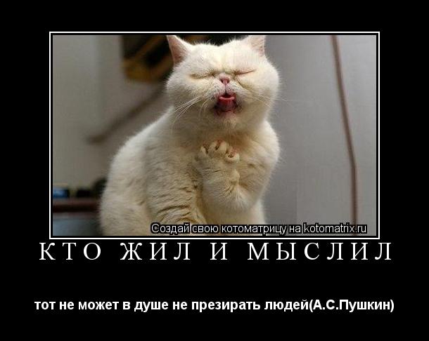Кто жил и мыслил тот не может в душе не презирать людей(А.С.Пушкин)... Котоматрица: Кто жил и мыслил тот не может в душе не презирать людей(А.С.Пушкин)
