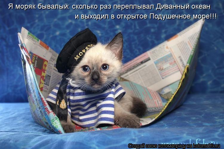 Я моряк бывалый: сколько раз переплывал Диванный океан и выходил в открытое Подушечное море!!!... Котоматрица: Я моряк бывалый: сколько раз переплывал Диванный океан и выходил в открытое Подушечное море!!!