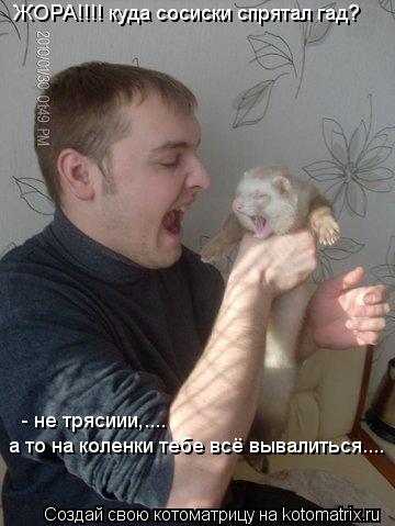 ЖОРА!!!! куда сосиски спрятал гад? - не трясиии,.... а то на коленки тебе всё вывалиться....... Котоматрица: ЖОРА!!!! куда сосиски спрятал гад? - не трясиии,.... а то на коленки тебе всё вывалиться....