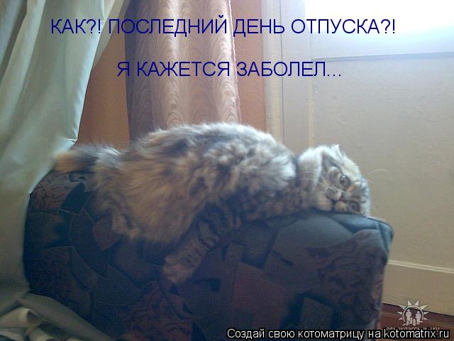 КАК?! ПОСЛЕДНИЙ ДЕНЬ ОТПУСКА?! Я КАЖЕТСЯ ЗАБОЛЕЛ...... Котоматрица: КАК?! ПОСЛЕДНИЙ ДЕНЬ ОТПУСКА?! Я КАЖЕТСЯ ЗАБОЛЕЛ...