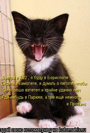 Завтра в 7:22 , я буду в Борисполе Сидеть в самолёте, и думать о пилоте, чтобы Он хорошо взлетел и кр... Котоматрица: Завтра в 7:22 , я буду в Борисполе Сидеть в самолёте, и думать о пилоте, чтобы Он хорошо взлетел и крайне удачно сел Где-нибудь в Париже, а там е