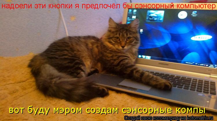 Котоматрица: надоели эти кнопки я предпочёл бы сэнсорный компьютер вот буду мэром создам сэнсорные компы