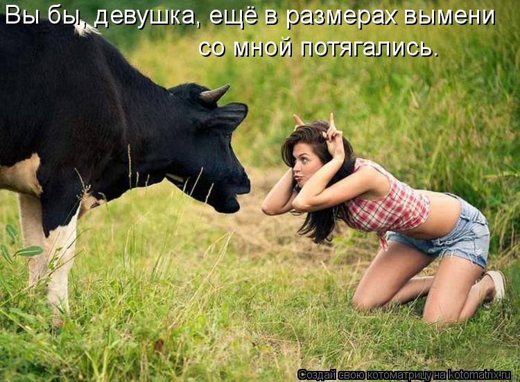 Вы бы, девушка, ещё в размерах вымени со мной потягались.... Котоматрица: Вы бы, девушка, ещё в размерах вымени со мной потягались.