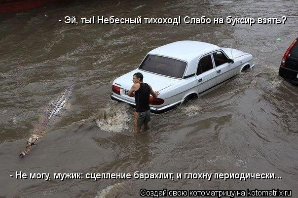 - Эй, ты! Небесный тихоход! Слабо на буксир взять? - Не могу, мужик: сцепление барахлит, и глохну пер... Котоматрица: - Эй, ты! Небесный тихоход! Слабо на буксир взять? - Не могу, мужик: сцепление барахлит, и глохну периодически...