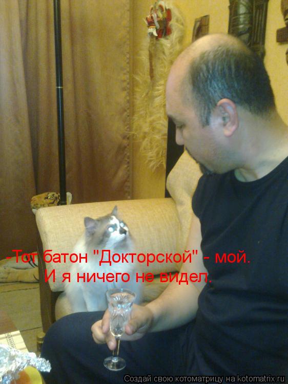 -Тот батон "Докторской" - мой. И я ничего не видел.... Котоматрица: -Тот батон "Докторской" - мой. И я ничего не видел.