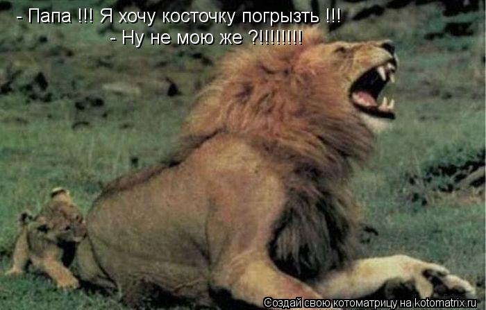 Котоматрица: - Папа !!! Я хочу косточку погрызть !!! - Ну не мою же ?!!!!!!!!
