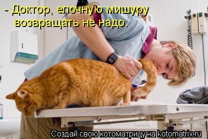 Котоматрица: - Доктор, елочную мишуру  возвращать не надо.