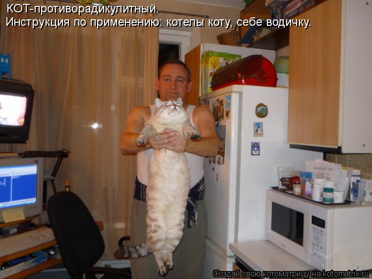 Котоматрица: КОТ-противорадикулитный. Инструкция по применению: котелы коту, себе водичку.