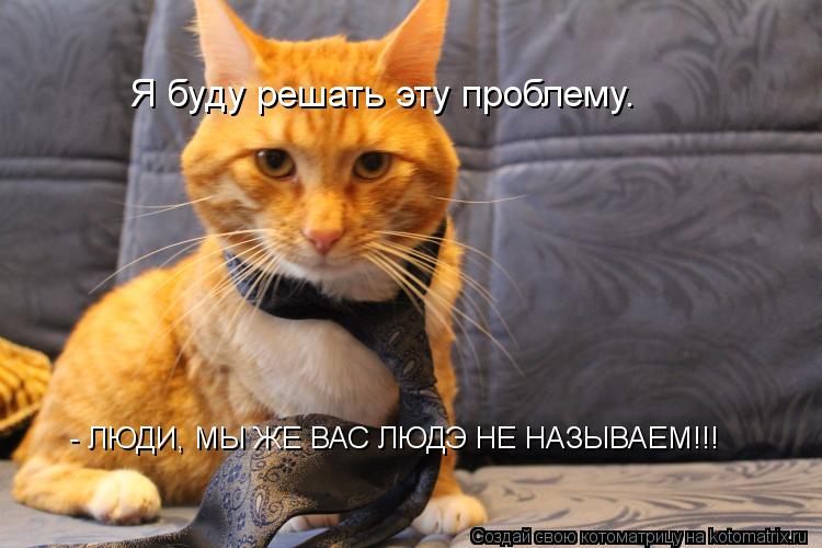 Котоматрица: - ЛЮДИ, МЫ ЖЕ ВАС ЛЮДЭ НЕ НАЗЫВАЕМ!!! Я буду решать эту проблему.
