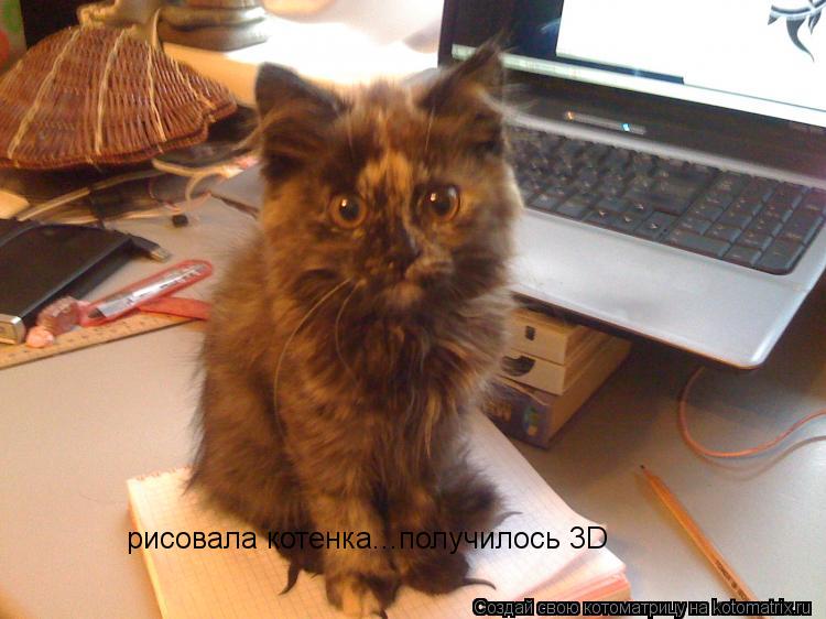 Котоматрица: рисовала котенка...получилось 3D