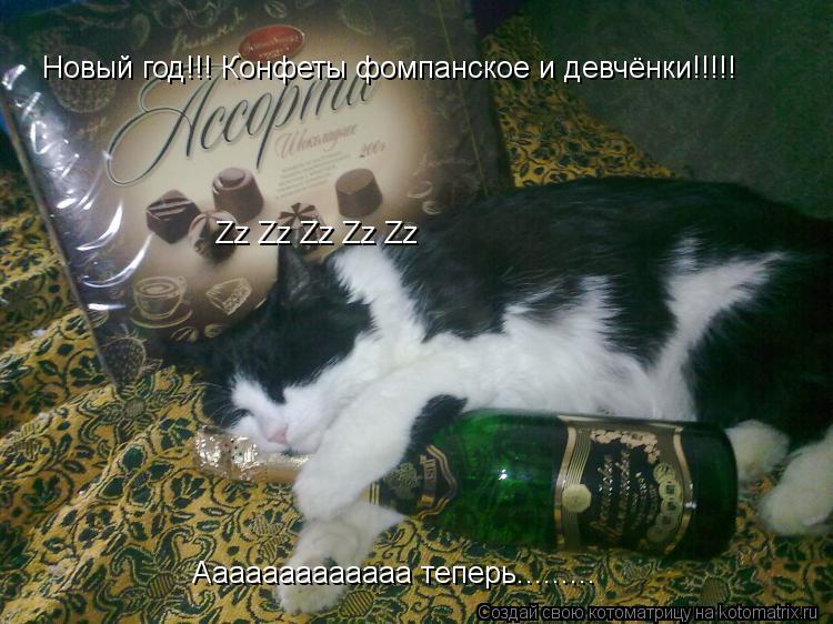 Котоматрица: Новый год!!! Конфеты фомпанское и девчёнки!!!!! Ааааааааааааа теперь......... Zz Zz Zz Zz Zz