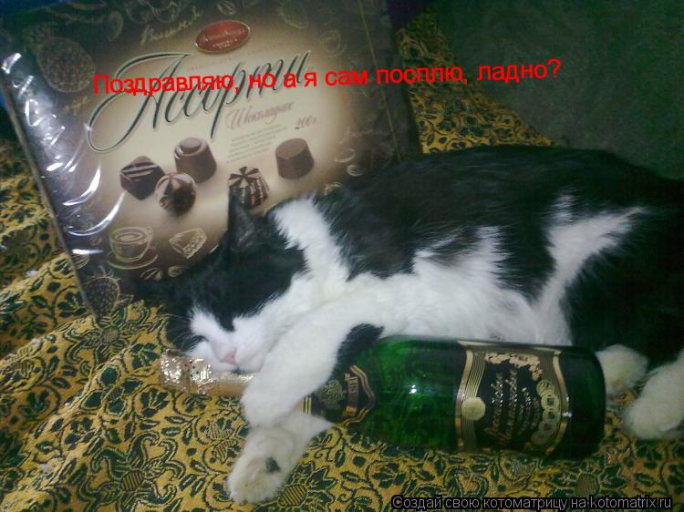 Котоматрица: Поздравляю, но а я сам посплю, ладно? Поздравляю, но а я сам посплю, ладно?