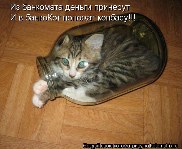 Котоматрица: Из банкомата деньги принесут И в банкоКот положат колбасу!!!