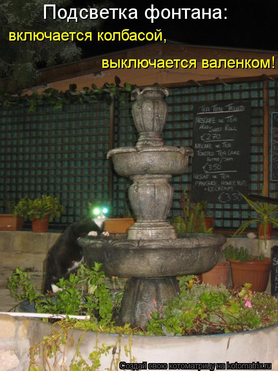 Подсветка фонтана: включается колбасой, выключается валенком!... Котоматрица: Подсветка фонтана: включается колбасой, выключается валенком!