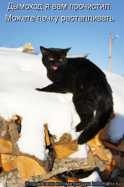 Котоматрица: Дымоход я вам прочистил.  Можете печку растапливать.