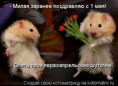 Котоматрица: - Милая,заранее поздравляю с 1 мая!  - Опять твои первоапрельские шуточки!