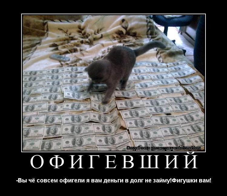 офигевший -Вы чё совсем офигели я вам деньги в долг не займу!Фигушки вам!... Котоматрица: офигевший -Вы чё совсем офигели я вам деньги в долг не займу!Фигушки вам!