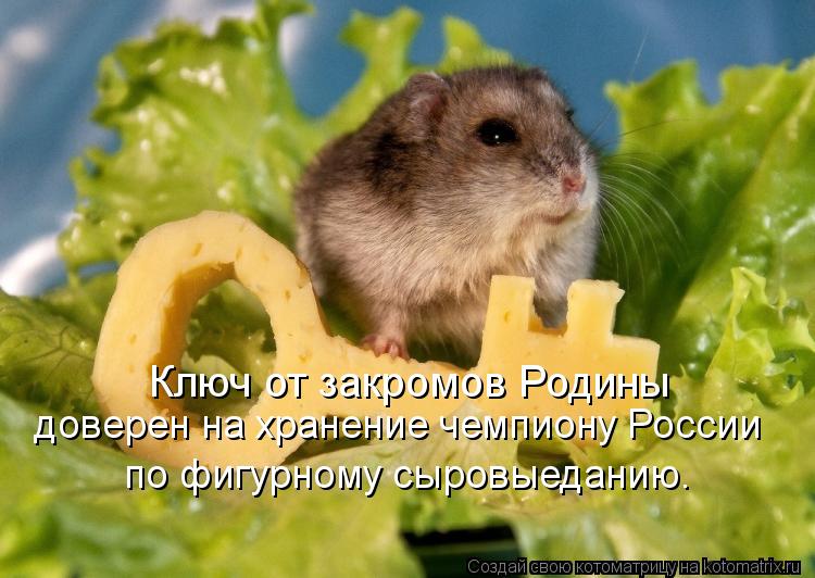 Ключ от закромов Родины доверен на хранение чемпиону России по фигурному сыровыеданию.... Котоматрица: Ключ от закромов Родины доверен на хранение чемпиону России по фигурному сыровыеданию.
