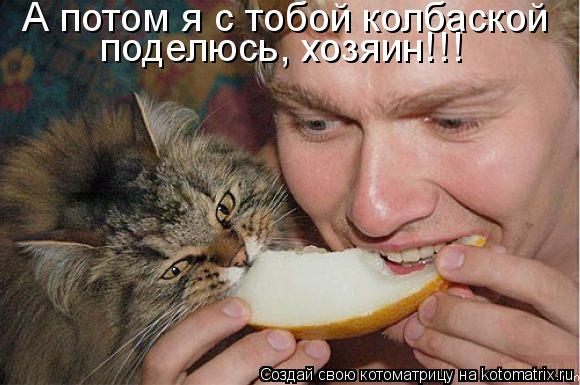 А потом я с тобой колбаской поделюсь, хозяин!!!... Котоматрица: А потом я с тобой колбаской поделюсь, хозяин!!!