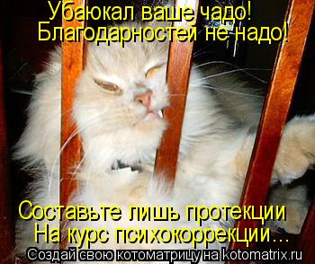 На курс психокоррекции... Составьте лишь протекции Убаюкал ваше чадо! Благодарностей не надо!... Котоматрица: На курс психокоррекции... Составьте лишь протекции Убаюкал ваше чадо! Благодарностей не надо!