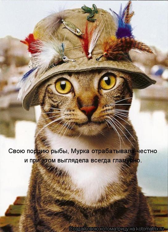 Котоматрица: Свою порцию рыбы, Мурка отрабатывала честно  и при этом выглядела всегда гламурно.