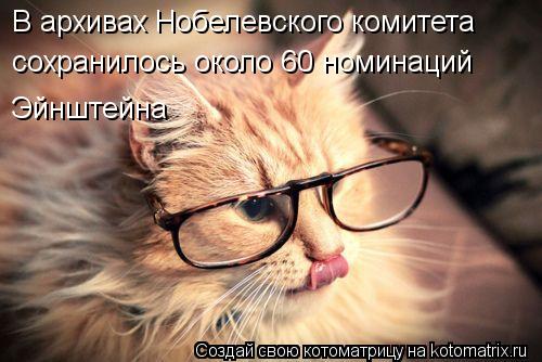 В архивах Нобелевского комитета сохранилось около 60 номинаций Эйнштейна... Котоматрица: В архивах Нобелевского комитета сохранилось около 60 номинаций Эйнштейна