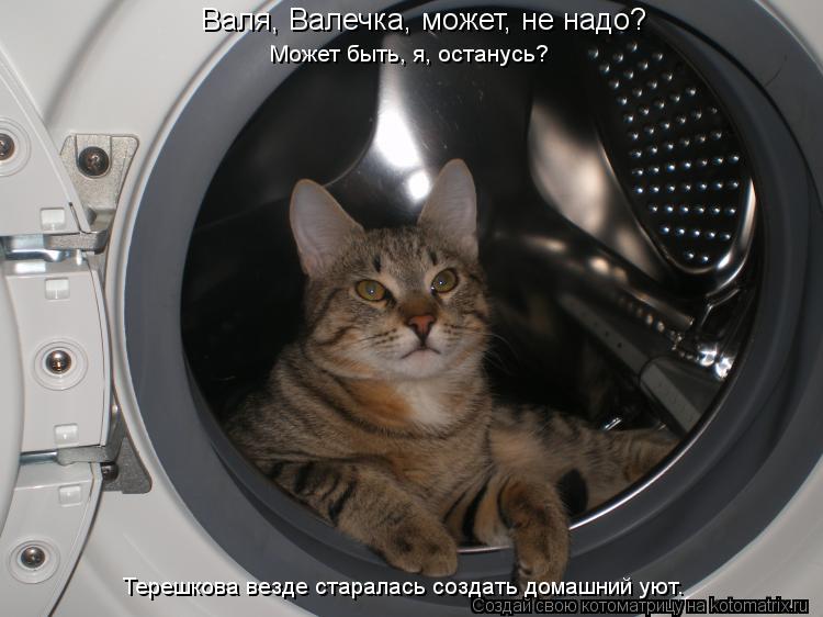Валя, Валечка, может, не надо? Может быть, я, останусь? Терешкова везде старалась создать домашний ую... Котоматрица: Валя, Валечка, может, не надо? Может быть, я, останусь? Терешкова везде старалась создать домашний уют.