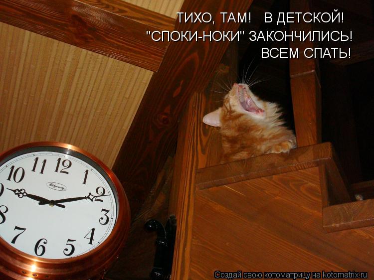 Котоматрица: ТИХО, ТАМ!   В ДЕТСКОЙ! "СПОКИ-НОКИ" ЗАКОНЧИЛИСЬ! ВСЕМ СПАТЬ!