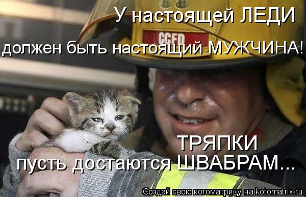 Котоматрица: У настоящей ЛЕДИ должен быть настоящий МУЖЧИНА! ТРЯПКИ пусть достаются ШВАБРАМ...