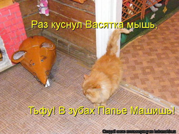 Котоматрица: п Раз куснул Васятка мышь, Тьфу! В зубах Папье Машишь!