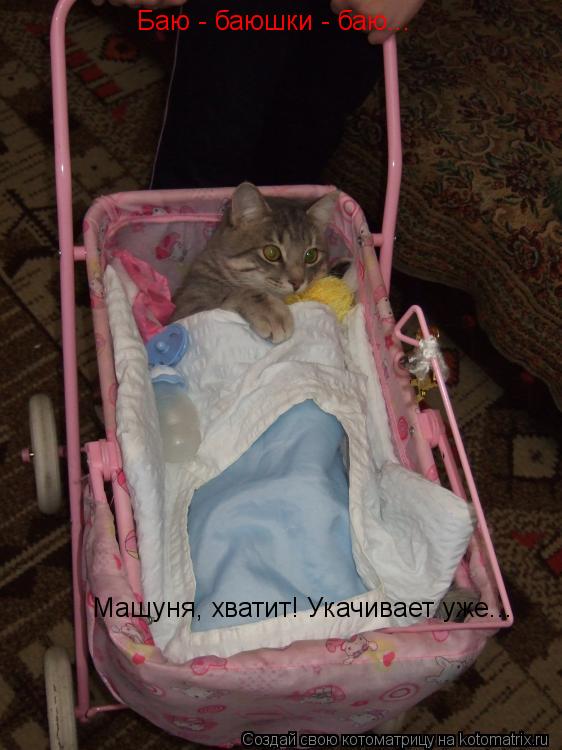 Котоматрица: Баю - баюшки - баю... Машуня, хватит! Укачивает уже...