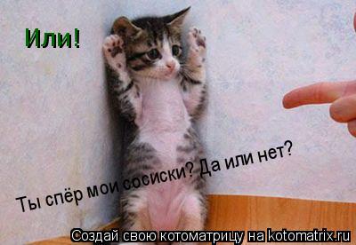 Ты спёр мои сосиски? Да или нет? Или!... Котоматрица: Ты спёр мои сосиски? Да или нет? Или!