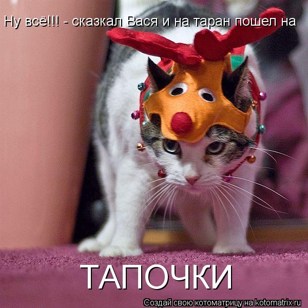 Ну всё!!! - сказкал Вася и на таран пошел на ТАПОЧКИ... Котоматрица: Ну всё!!! - сказкал Вася и на таран пошел на ТАПОЧКИ