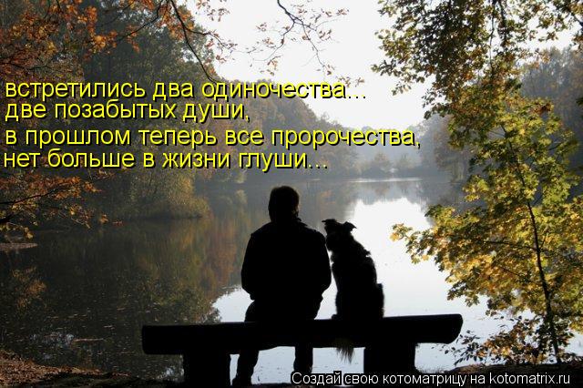 встретились два одиночества... в прошлом теперь все пророчества, две позабытых души, нет больше в жиз... Котоматрица: встретились два одиночества... в прошлом теперь все пророчества, две позабытых души, нет больше в жизни глуши...