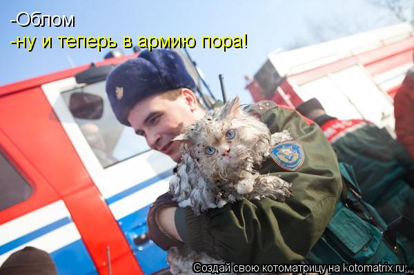 -Облом -ну и теперь в армию пора!... Котоматрица: -Облом -ну и теперь в армию пора!