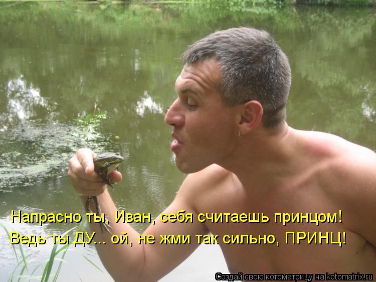 Котоматрица: Напрасно ты, Иван, себя считаешь принцом! Ведь ты ДУ... ой, не жми так сильно, ПРИНЦ!
