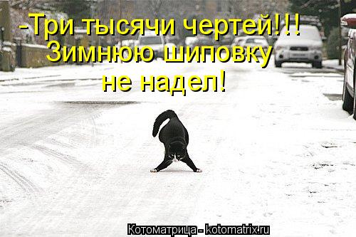 Котоматрица: -Три тысячи чертей!!! Зимнюю шиповку  не надел!