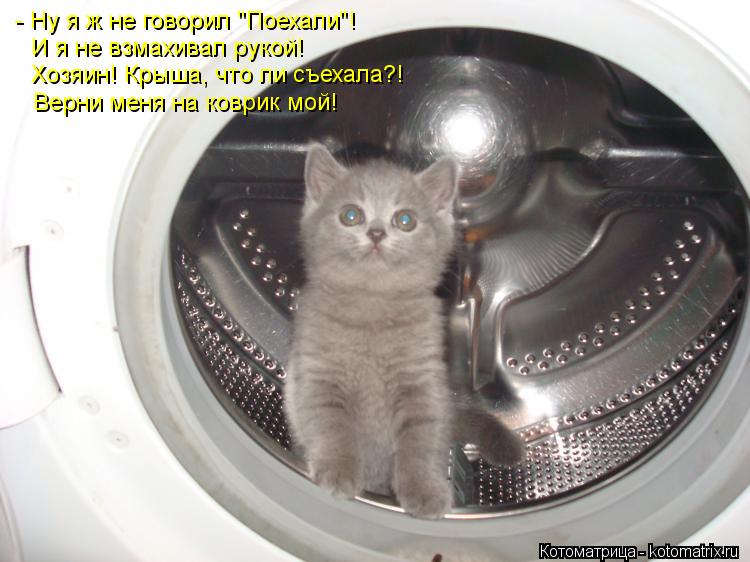 - Ну я ж не говорил "Поехали"! И я не взмахивал рукой! Хозяин! Крыша, что ли съехала?! Верни меня на ... Котоматрица: - Ну я ж не говорил "Поехали"! И я не взмахивал рукой! Хозяин! Крыша, что ли съехала?! Верни меня на коврик мой!