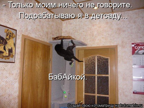 Котоматрица: - Только моим ничего не говорите. Подрабатываю я в детсаду... БабАйкой.