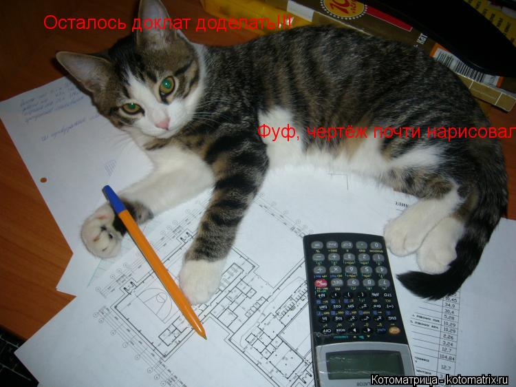 Котоматрица: Фуф, чертёж почти нарисовал!!! Осталось доклат доделать!!!