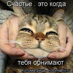 Котоматрица: Счастье – это когда  тебя обнимают