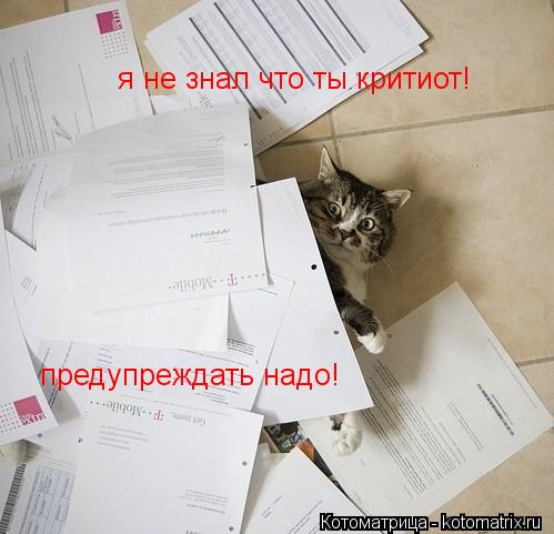 я не знал что ты критиот! предупреждать надо!... Котоматрица: я не знал что ты критиот! предупреждать надо!