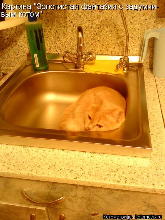 Картина "Золотистая фантазия с задумчи- вым котом"... Котоматрица: Картина "Золотистая фантазия с задумчи- вым котом"