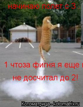 Котоматрица: на начинаю полет с 3 .  1 чтоза фигня я еще не досчитал до 2!  не досчитал до 2!