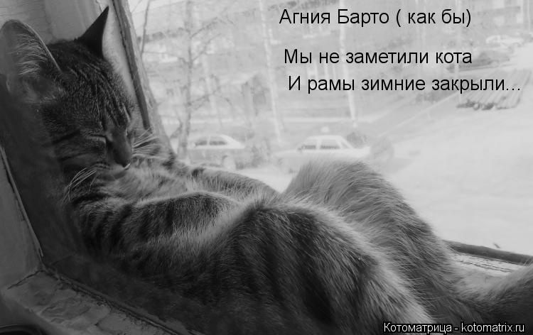 Котоматрица: Агния Барто ( как бы)  Мы не заметили кота  И рамы зимние закрыли...